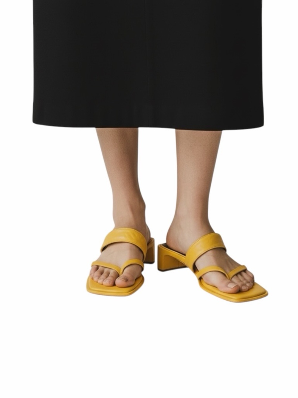 Rag & Bone Marigold Yellow Cold Mid Heel Square Toe Thong Sandals size 40